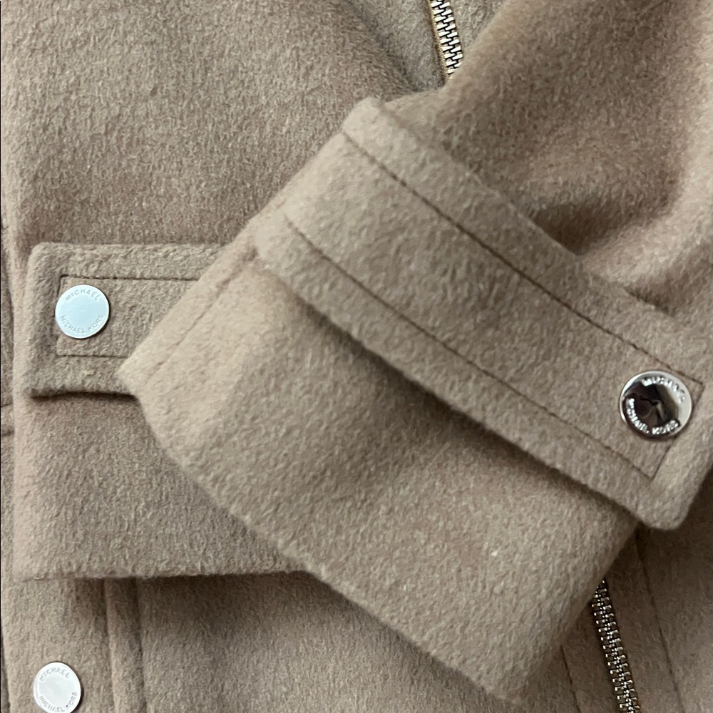 Michael Kors Wool Women's Hooded-Stand Collar Zip-Front Coat Camel Brown Size L - Picture 5 of 13